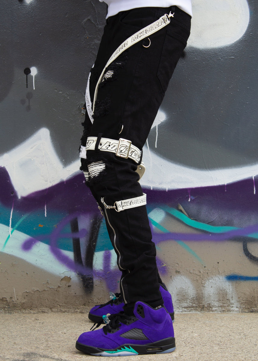 Jeans Straps & Stones Black & White Locked & Loaded Brand