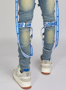 Locked & Loaded Jeans - Straps - Mid Blue And Royal Blue - LLCDP0925562