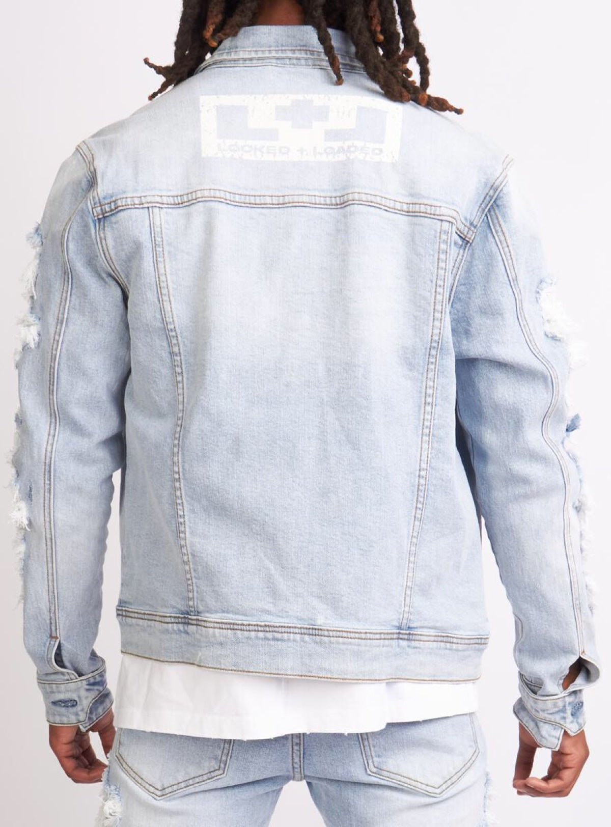 Locked & Loaded Denim Jacket Beckman Ultra Distressed Blue Wash Locked & Loaded Brand