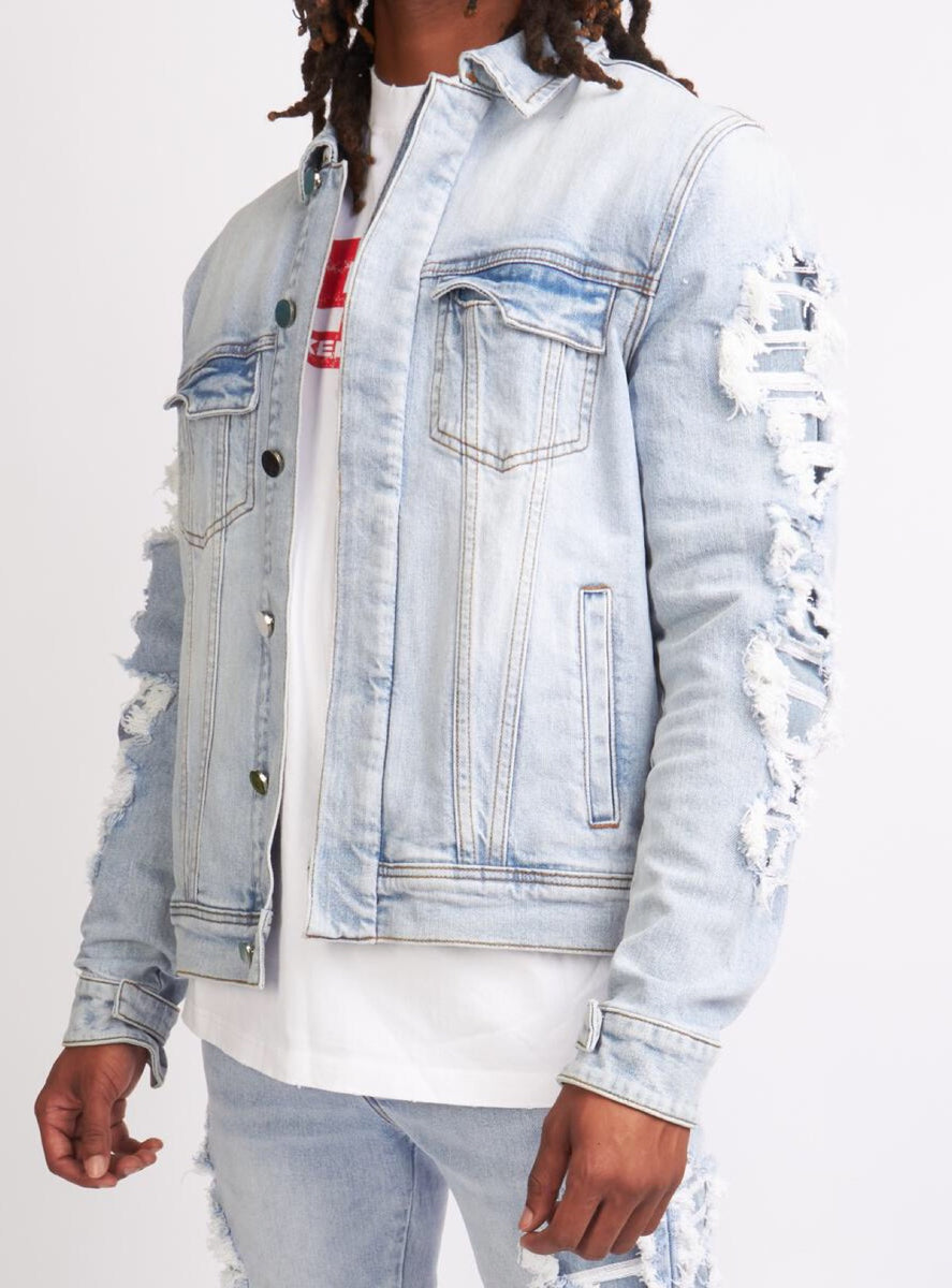 Locked & Loaded Denim Jacket Beckman Ultra Distressed Blue Wash Locked & Loaded Brand