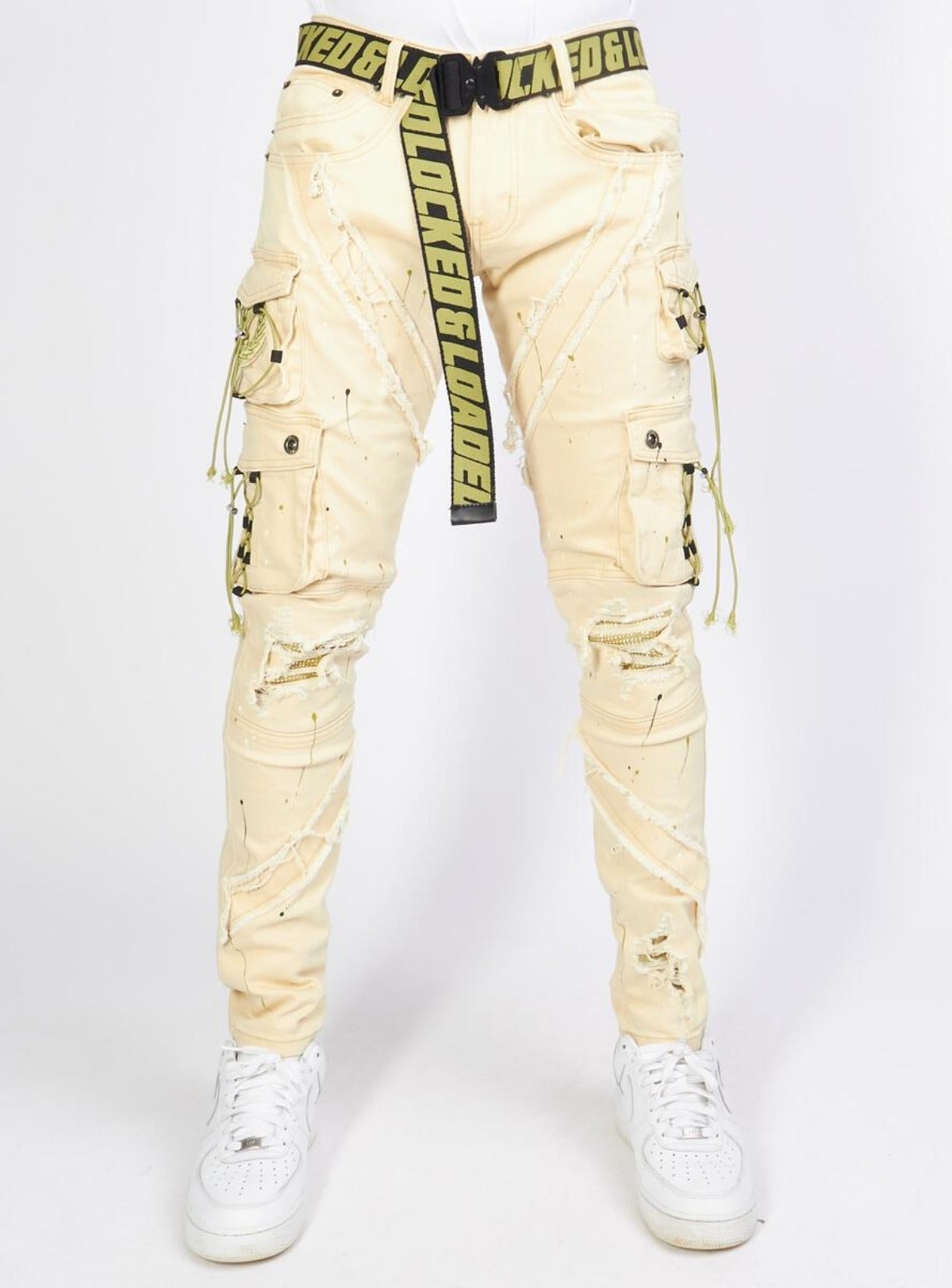 Locked & Loaded Jeans - Straps - outlet Acid Wash And Navynn(36W32L)