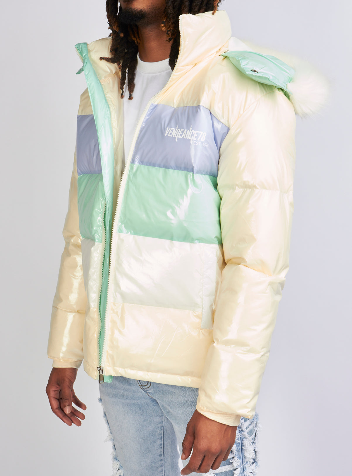 Vengeance78 Jacket - Vengeance of Cincy Puffer - Multi Pastel And Cream