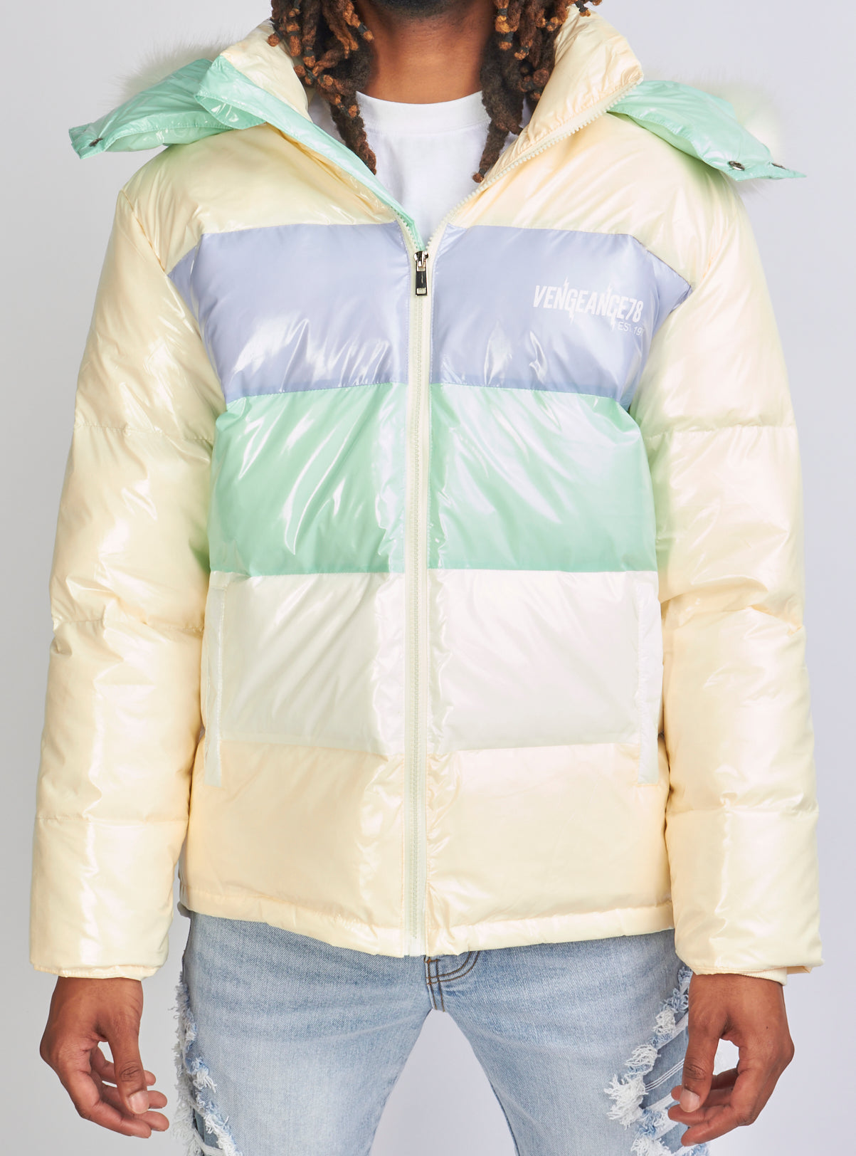 Vengeance78 Jacket - Vengeance of Cincy Puffer - Multi Pastel And Cream