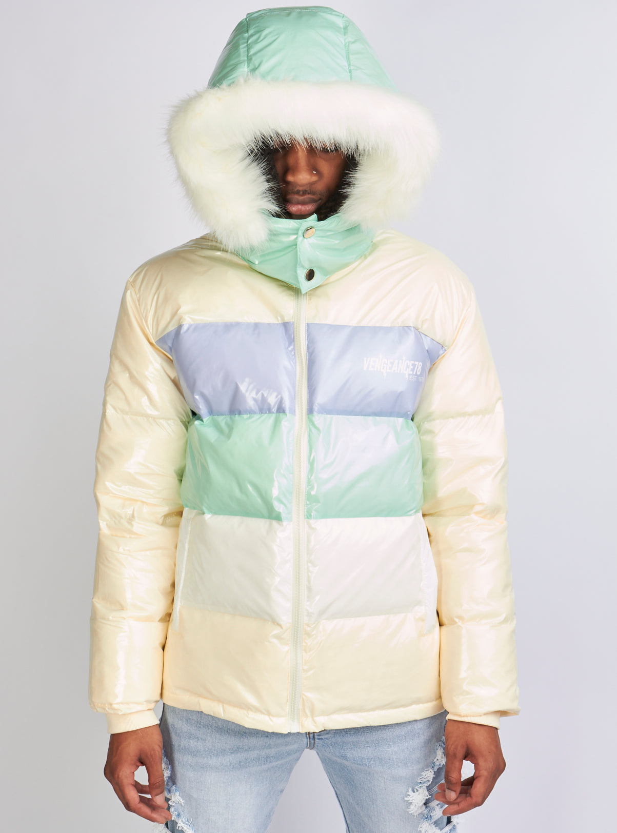 Vengeance78 Jacket - Vengeance of Cincy Puffer - Multi Pastel And Crea