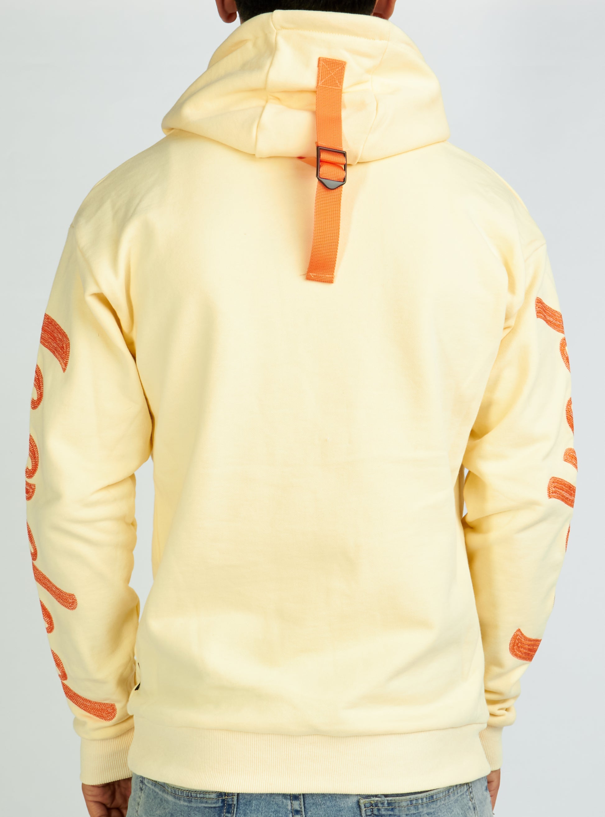 Hoodie - Chain Stitch - Bone and Orange - LLHCH51025501