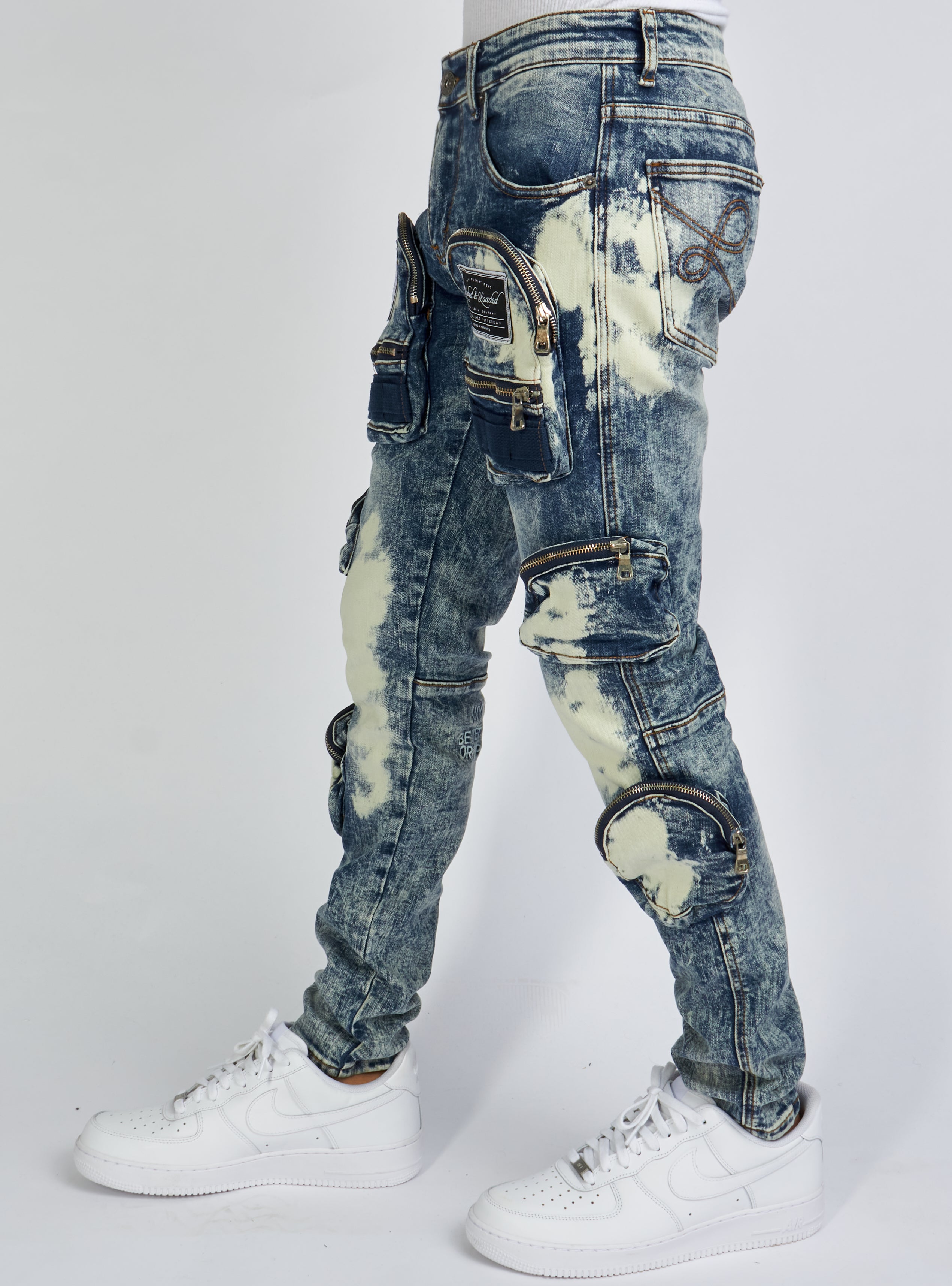 Jeans - Crest Cargo - Bleached Navy - LLCD2001