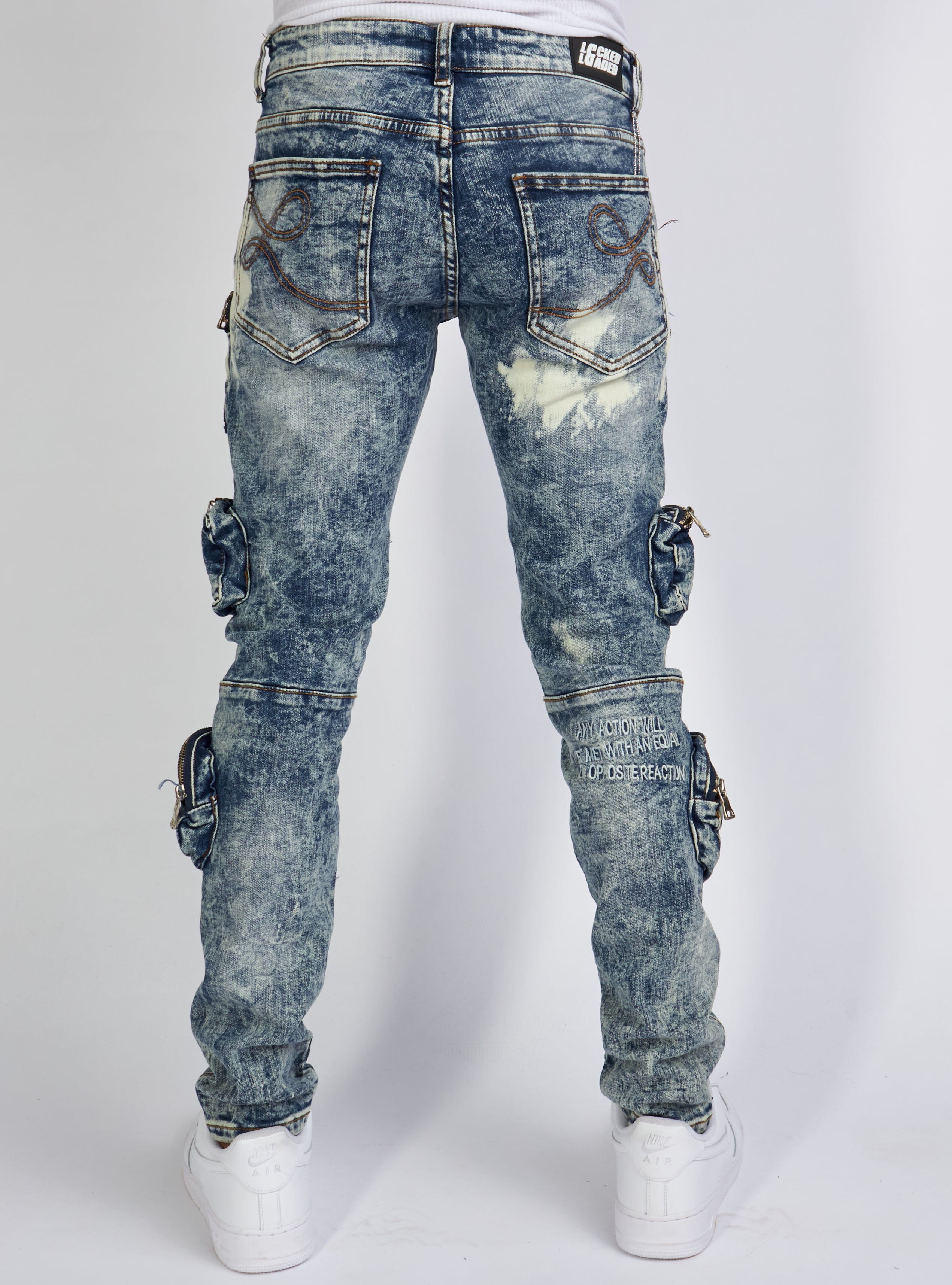 Jeans - Crest Cargo - Bleached Navy - LLCD2001