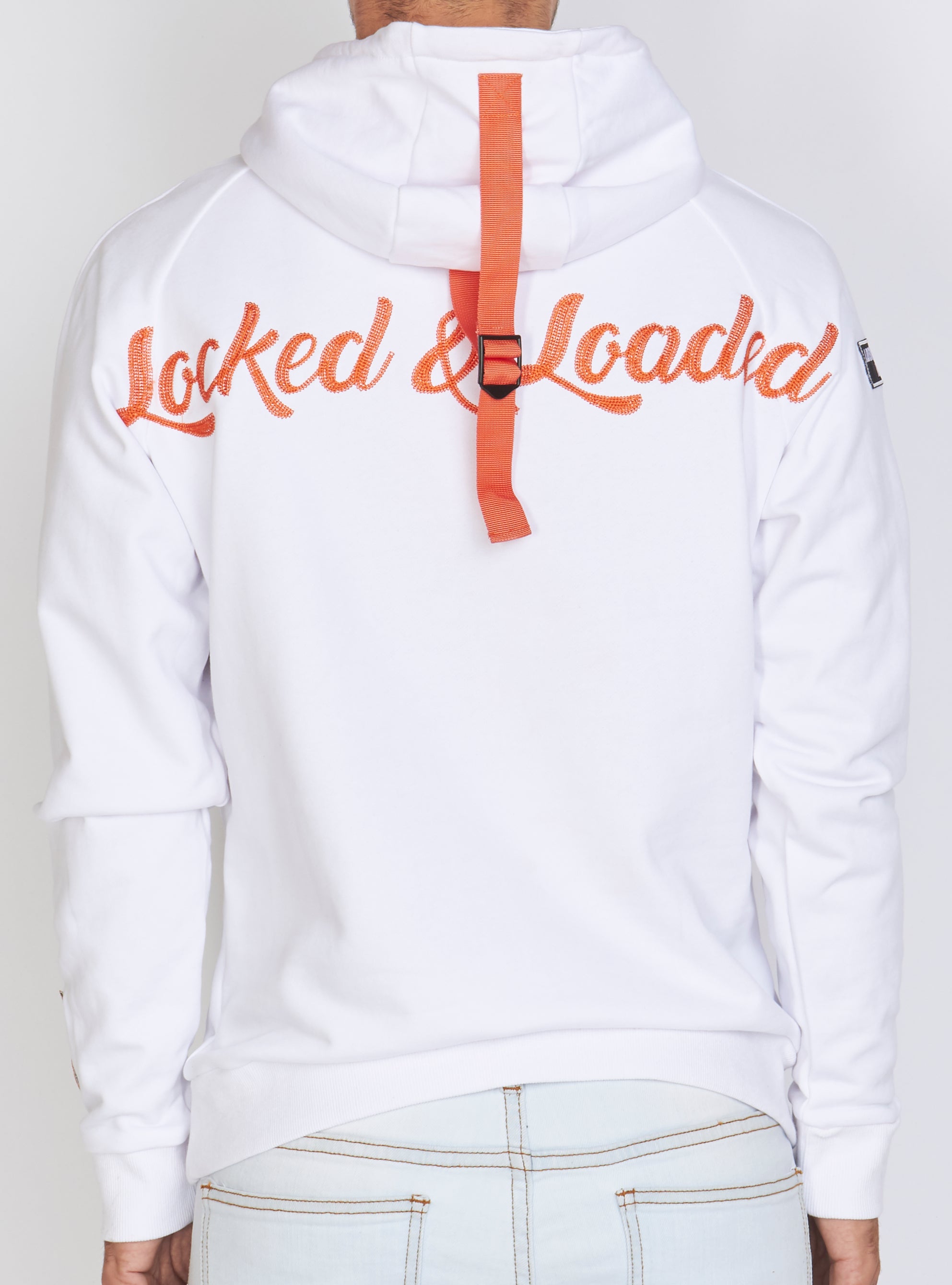 Hoodie - B. Clip Pullover - White and Orange - LLRHCH5E1025301