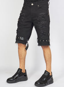Locked & Loaded Shorts - Strapped w/ Crystals - Black - LDS421103