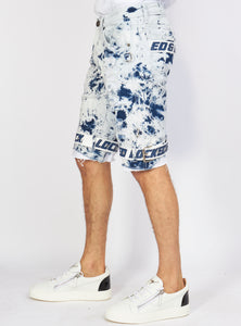 Locked & Loaded Shorts - Strapped Denim - Acid Wash with White and Blue - LDS421101