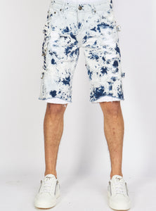 Locked & Loaded Shorts - Strapped Denim - Acid Wash with White and Blue - LDS421101