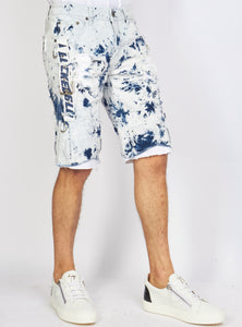 Locked & Loaded Shorts - Strapped Denim - Acid Wash with White and Blue - LDS421101