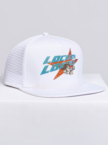 Locked & Loaded Snapback - Heavy Hitta - Aqua and Coral on White - 205