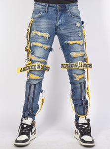 Jeans - Straps & Stones - Blue & Yellow