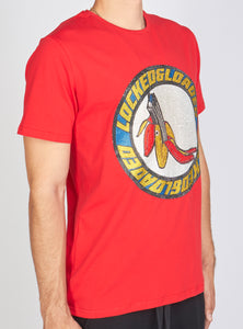 Locked & Loaded T-Shirt - B. Clip - Blue and Yellow on Red - 101