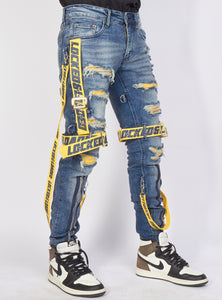 Jeans - Straps & Stones - Blue & Yellow