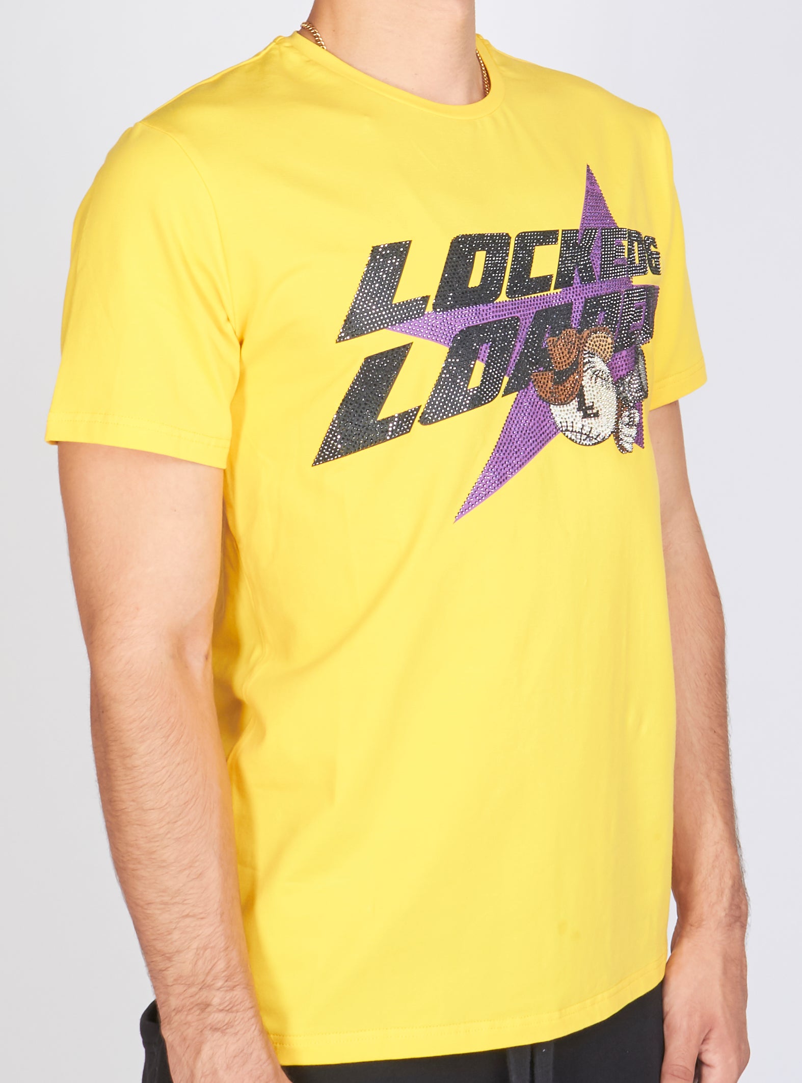 Locked & Loaded T-Shirt - Heavy Hitta - Black and Purple on Yellow - 102