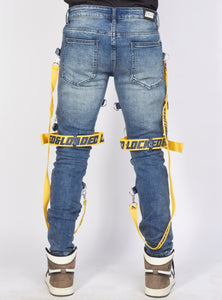 Jeans - Straps & Stones - Blue & Yellow