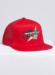 Locked & Loaded Snapback - Heavy Hitta - Black and Silver on Red - 206